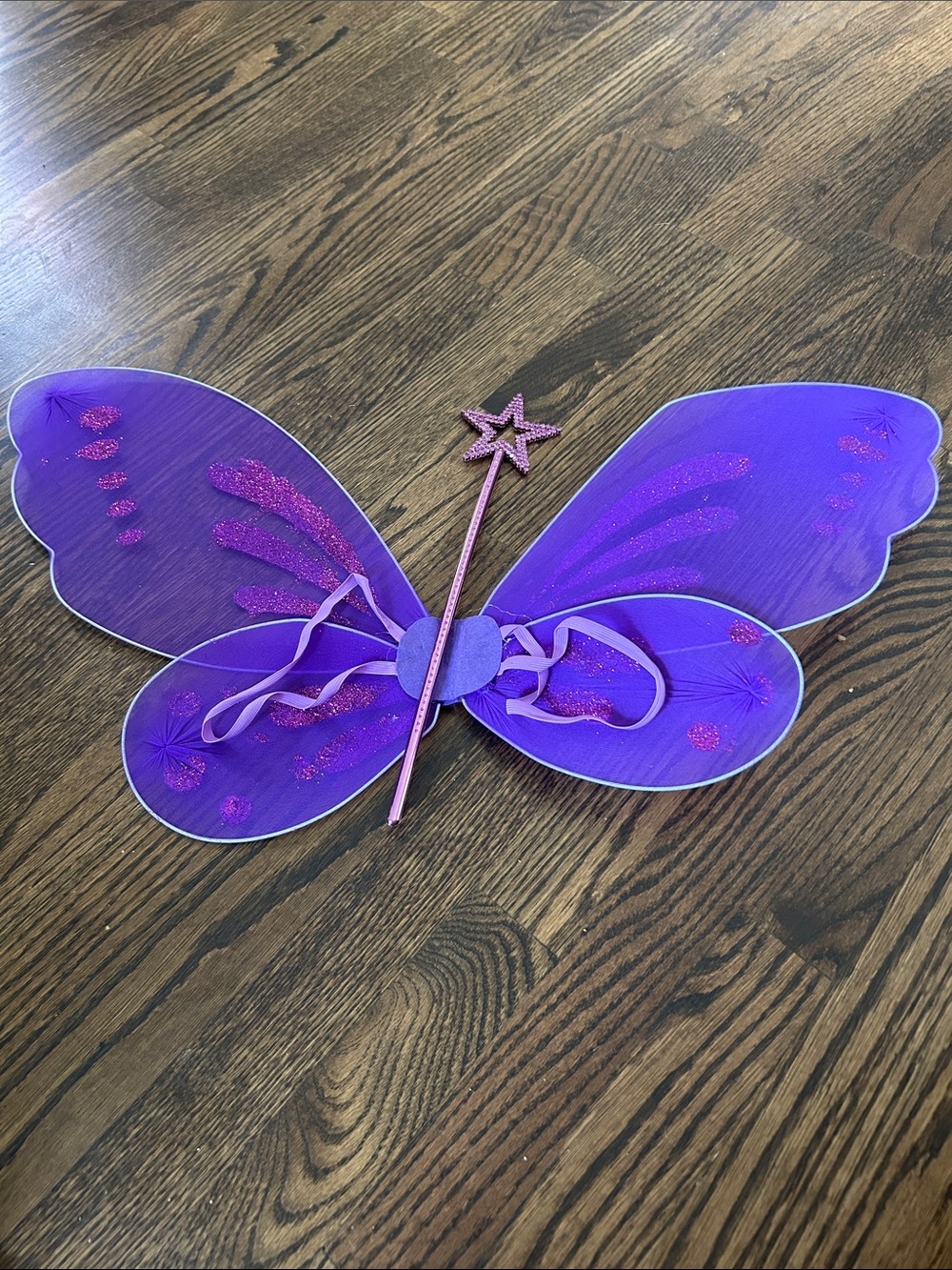 Purple Butterfly Fairy Wings with Pink Star Wand